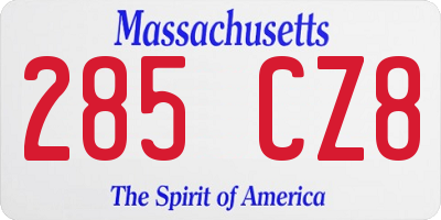 MA license plate 285CZ8