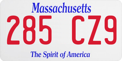 MA license plate 285CZ9
