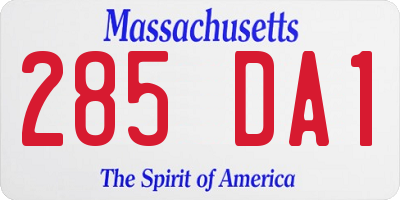 MA license plate 285DA1