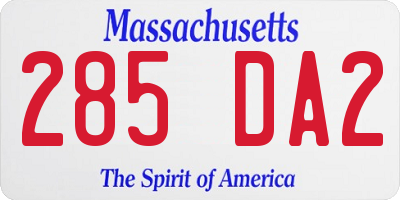 MA license plate 285DA2