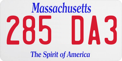 MA license plate 285DA3