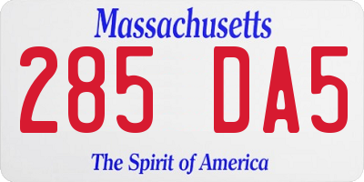 MA license plate 285DA5