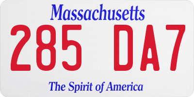 MA license plate 285DA7