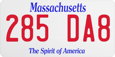 MA license plate 285DA8