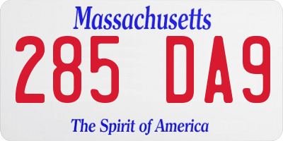 MA license plate 285DA9