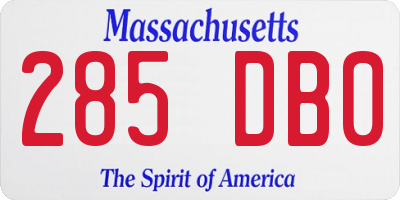 MA license plate 285DB0