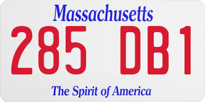 MA license plate 285DB1