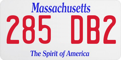 MA license plate 285DB2