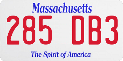 MA license plate 285DB3