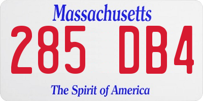 MA license plate 285DB4