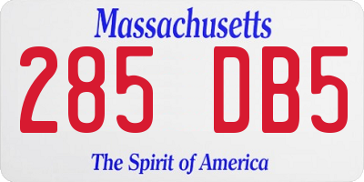 MA license plate 285DB5