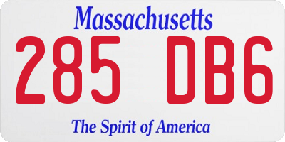 MA license plate 285DB6