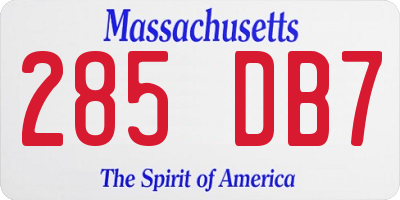 MA license plate 285DB7
