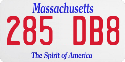 MA license plate 285DB8
