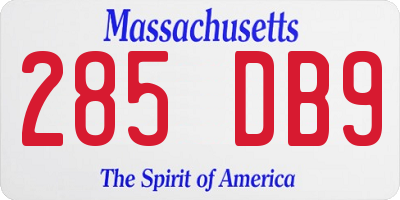 MA license plate 285DB9