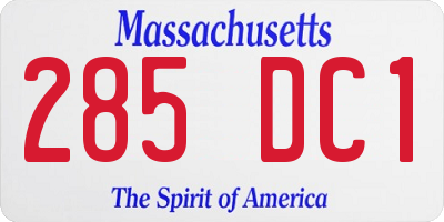 MA license plate 285DC1