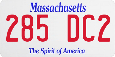 MA license plate 285DC2