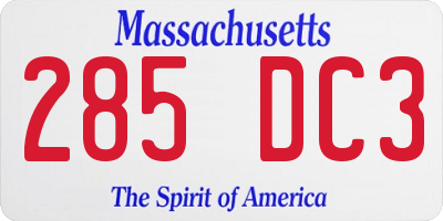 MA license plate 285DC3