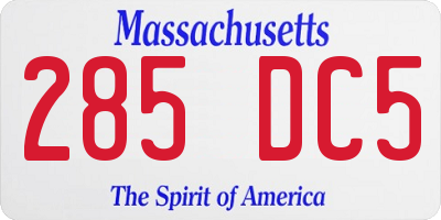 MA license plate 285DC5