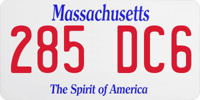 MA license plate 285DC6