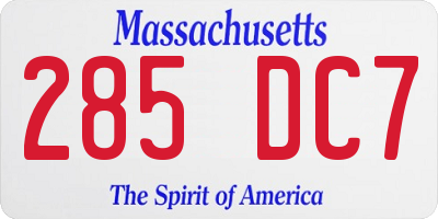 MA license plate 285DC7