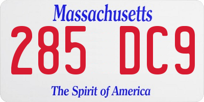 MA license plate 285DC9