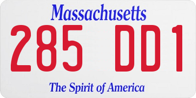MA license plate 285DD1
