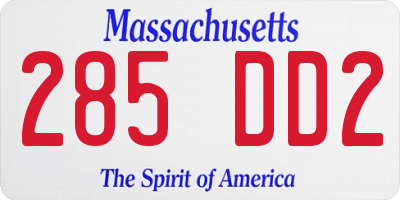 MA license plate 285DD2
