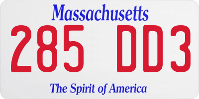 MA license plate 285DD3