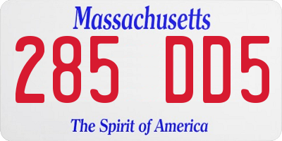 MA license plate 285DD5