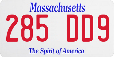MA license plate 285DD9