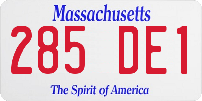 MA license plate 285DE1