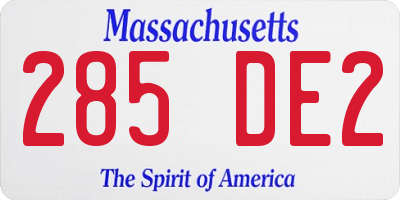 MA license plate 285DE2