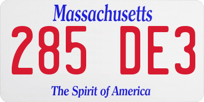 MA license plate 285DE3