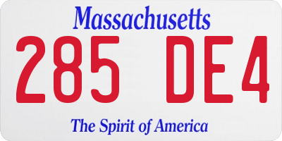 MA license plate 285DE4