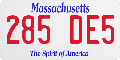 MA license plate 285DE5