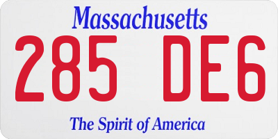 MA license plate 285DE6