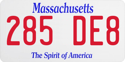 MA license plate 285DE8