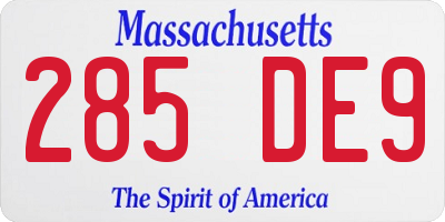 MA license plate 285DE9