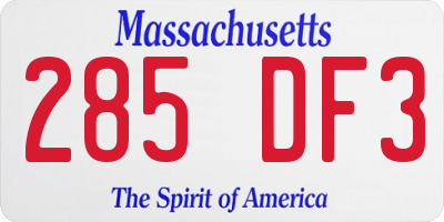MA license plate 285DF3