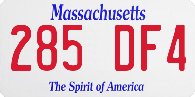 MA license plate 285DF4
