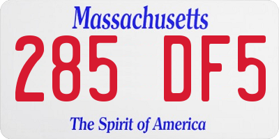 MA license plate 285DF5