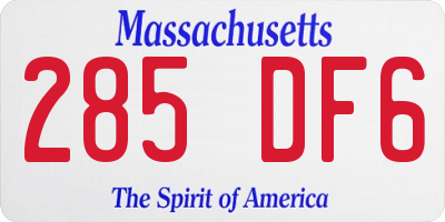 MA license plate 285DF6