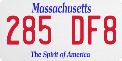 MA license plate 285DF8