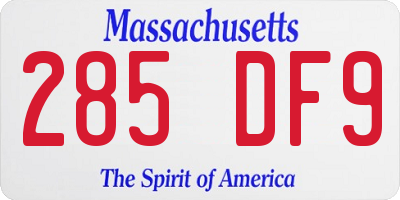 MA license plate 285DF9