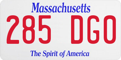 MA license plate 285DG0