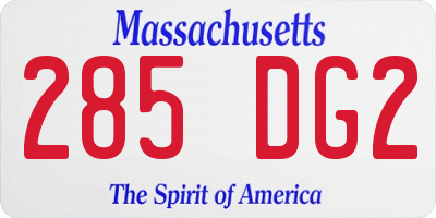 MA license plate 285DG2