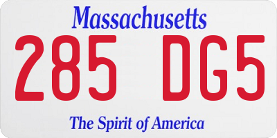 MA license plate 285DG5