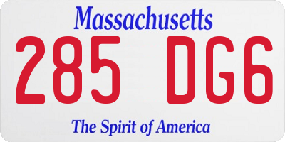 MA license plate 285DG6