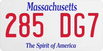 MA license plate 285DG7